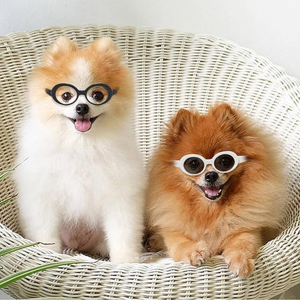 Pibupibu Retro Oval Small Dogs Cats Eye Wear Party Favors Pet Sunglasses Set Cute Funny Cosplay Dolls Costume Photo Props