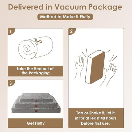 EHEYCIGA Orthopedic XL Dog Beds for Extra Large Dogs with Removable Washable Cover for Crate, Light Grey, 41x27