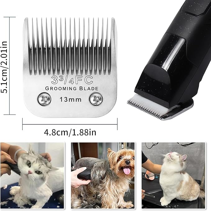 3 Pcs Size 3-3/4FC Detachable Dog Grooming Blades, Compatible with Andis, Oster A5, Wahl KM10 Series Clippers, Cut Length 13mm, Silver(3-3/4FC 13mm, 3Packs)