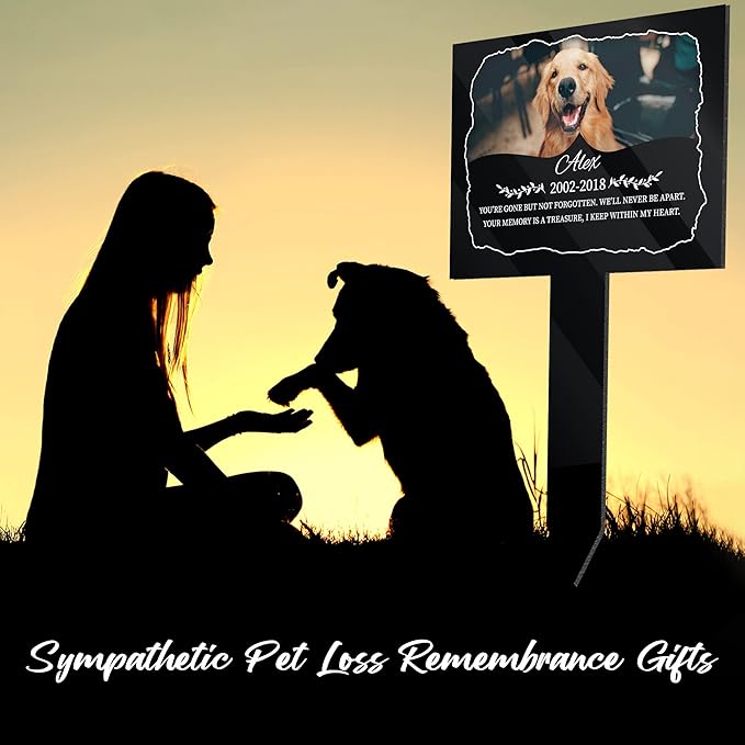 Bfi Gift Customized Dog Memorial Pet Plaque Stake with Paw Photo Grave Marker Cross for Garden or Yard Memorial Gifts