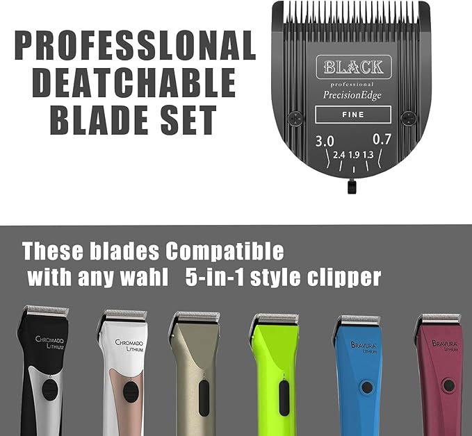 Adjustable Dog Grooming Clipper 5-in-1 Blade Compatible with WAHL Professional Animal Clipper Arco, Bravura, Chromado, Creativa, Figura, and Motion Pet, Dog, and Horse(Black)