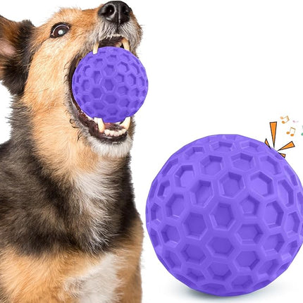 Squeaky Dog Toys for Aggressive Chewers, Indestructible Dog Balls for Aggressive Chewers, Purple Squeaky Balls for Dogs, Interactive Toys for Large Dogs to Relax