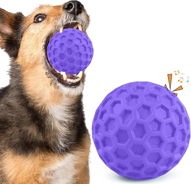 Squeaky Dog Toys for Aggressive Chewers, Indestructible Dog Balls for Aggressive Chewers, Purple Squeaky Balls for Dogs, Interactive Toys for Large Dogs to Relax