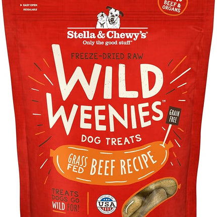 Stella & Chewy's Freeze-Dried Raw Wild Weenies Dog Treats - High-Protein Training Treats for Dogs & Puppies - All-Natural Grass-Fed Beef Recipe with 97% Meat & Organs - USA Made - 11.5 oz Bag
