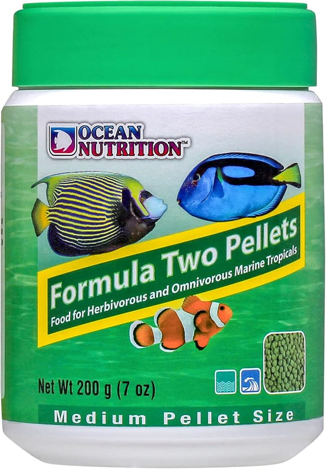Ocean Nutrition Formula Two Pellets - Fish Food for Herbivorous & Omnivorous Marine Tropical Fish, High Protein(40%) - 7 oz (200 g) Medium Pellets