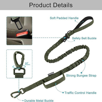 Dog Collar and Leash Set:-Adjustable Nylon Dog Collar with Handle Shock Absorbing Retractable Strong Dog Leash for Medium and Large Dogs with Airtags Holder Patches
