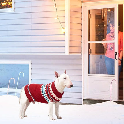 BINGPET Dog Sweater,Elastic Medium Large Dog Puppy Sweater for Dog Girls Boys,Sleeveless Turtleneck Knit Sweaters for Large Medium Dogs,Christmas Dog Sweater for Fall Winter Red,L