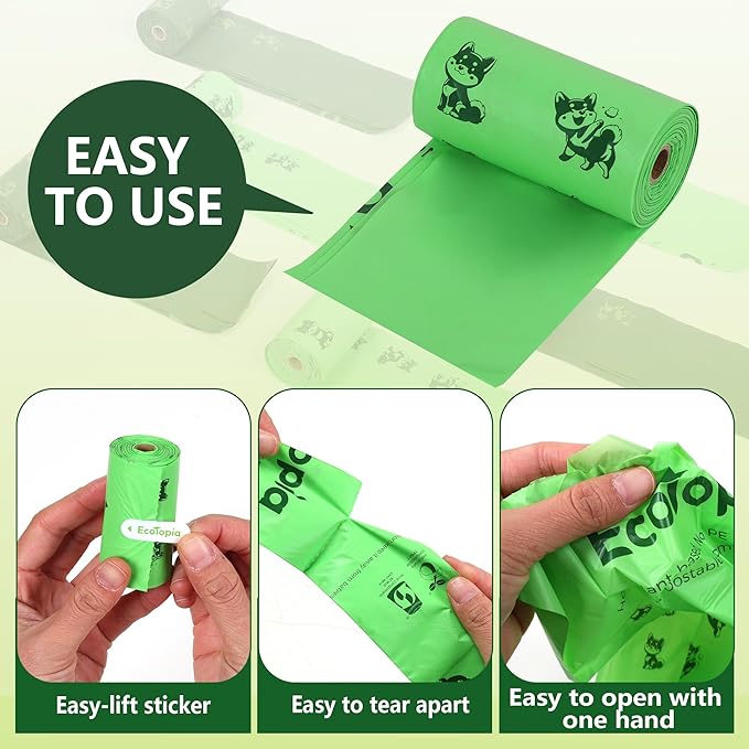 Biodegradable Poop Bags for Dogs,120 Compostable Dog Waste Bags Rolls,Eco-Friendly,Extra Thick,Leakproof,Tear-Resistant,Unscented,Plant-based,ASTM D6400 & EN 13432 Compliant,Light Green