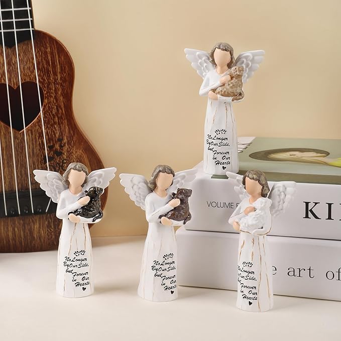 Loss of Dog Sympathy Gift, Dog Memorial Gifts, Angel Figurine, Remembrance Keepsake, Pet Sympathy Gift(Black-S Size)