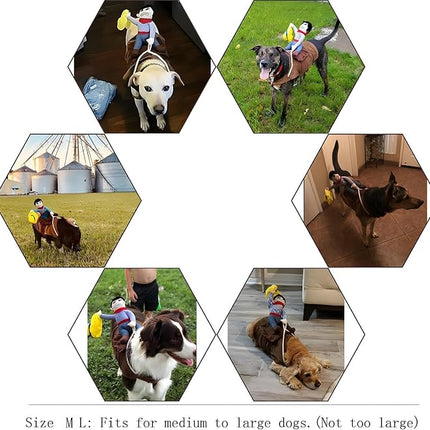 Hotumn Dog Halloween Costume Cowboy Rider Costume for Dogs Knight Style Funny Dog Clothes Amazing Dog Pet Suit Party Pet Costume for Small Medium Dogs Cats (XL, Cowboy Rider), X-Large