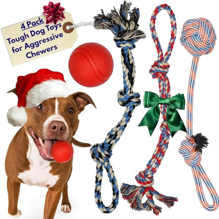 XL Dog Rope Toys for Aggressive CHEWERS - Large Dog Ball for Large and Medium Dogs - Benefits Non-Profit Dog Rescue - Large Floss Rope for Dogs Dental Health - 100% Cotton Rope Toy for Large Dogs