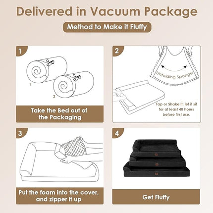 EHEYCIGA Memory Foam Dog Bed XLarge Sized Dogs, Extra Large Dog Bed Orthopedic with Washable Removable Cover, Waterproof XL Pet Bed Couch, 44x33x6 Inches, Black