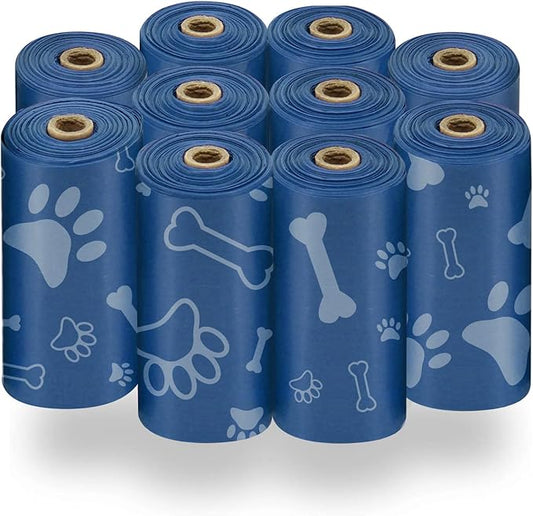 Best Pet Supplies Dog Poop Bags (150 Bags) for Waste Refuse Cleanup, Doggy Roll Replacements for Outdoor Puppy Walking and Travel, Leak Proof and Tear Resistant, Thick Plastic - Royal Blue