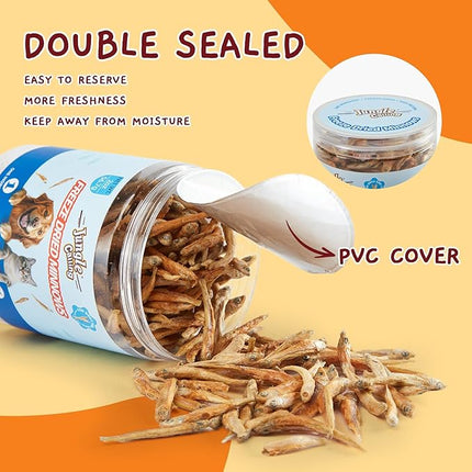 Jungle Calling Freeze Dried Minnows for Cats & Dogs, Single Ingredient Fish Cat & Dog Treats, High Protein Grain Free Pet Training Snacks, 2 oz