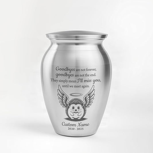 Artsy Woodsy Personalized Hedgehog Pet Memorial Cremation Mini Urn, Decorative Keepsake Small Urns for Ashes 2.56 inch, Remembrance Gifts for Pet Lovers in Loving Memory (07, 2.56x1.77)