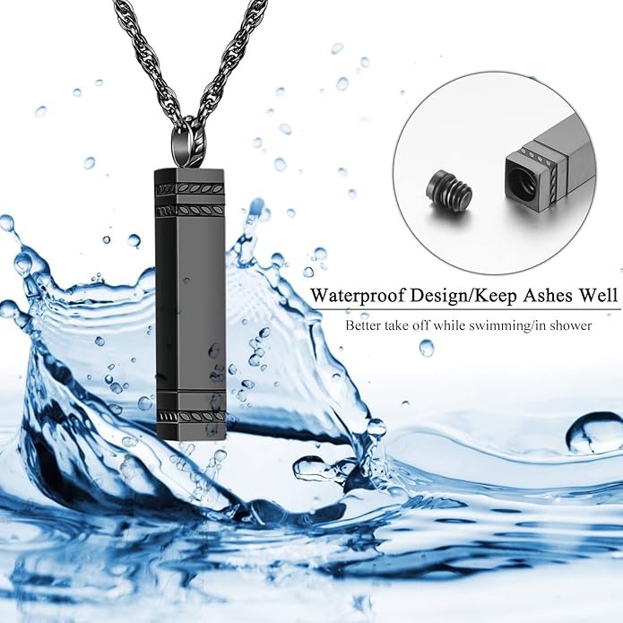 abooxiu Urn Necklace for Ashes Memorial Cremation Jewelry for Ashes Stainless Steel Ashes Jewelry Cube Ashes Necklace Bar Urn Pendant for Women Men