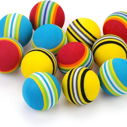 CHIWAVA 45 Pack 1.7'' Foam Cat Toys Ball Rainbow Color Balls Kitten Activity Chases Quiet Play Mix Color