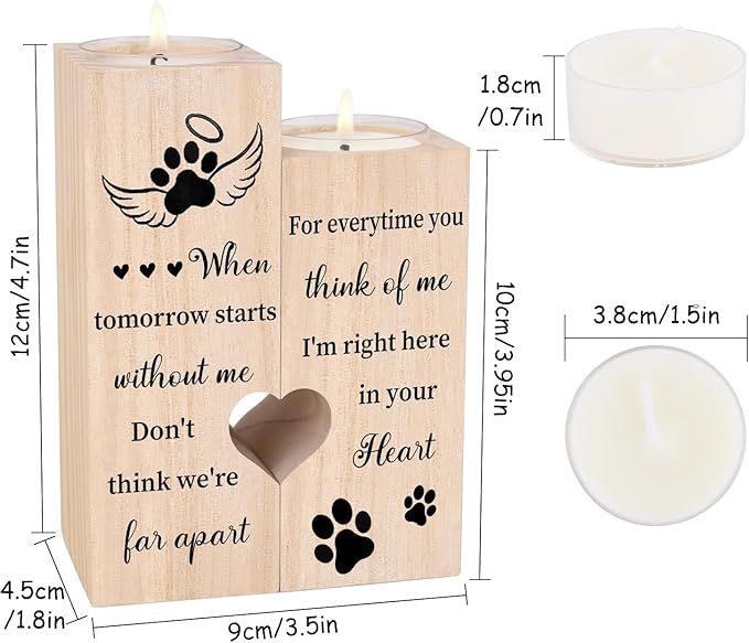 Pet Memorial Gifts for Dogs, Candle Holders - Loss of Dog Sympathy Gift, Loss of Pet