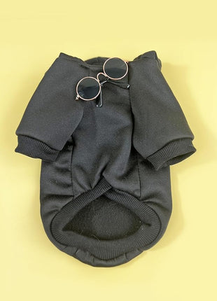 QWINEE 3Pcs Dog Hoodie Cat Apparel Dog Custume Set with Necklace and Sunglasses Pet Clothes for Puppy Small Medium Dogs Cats Multicolor XL