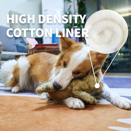 ALL FOR PAWS Classic Rabbit Squeaky Doy Toy, Bunny Dog Toy for Medium Large Breed, Puppy Fetch Toy with Squeaker, Plush Chew Dog Toy, 12.2x7.1x7.5 inches, Brown Rabbit-L