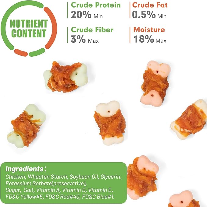 MON2SUN Dog Treats, Mini Chicken Wrapped Biscuits with Added Vitamins, Healthy Training Snacks for Small Medium and Large Dogs, 21.16oz