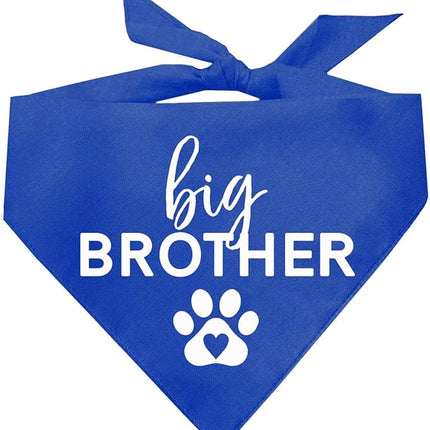 Big Brother Heart Paw Dog Bandana | 100% Cotton Adjustable Triangle | Pregnancy Announcement Photoshoot Prop | New Baby | Made in USA | Matching Family | Royal X-Small (87)