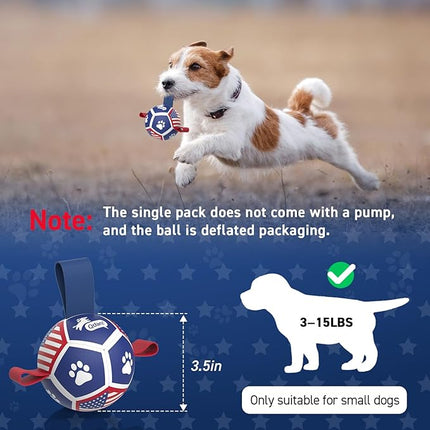 QDAN Puppy Balls, Dog Toys, Dog Balls with Straps for Small Breed, Soccer Ball for Dogs, Puppy Toys, Dog Birthday Gift (Flag, 3.5 inch)