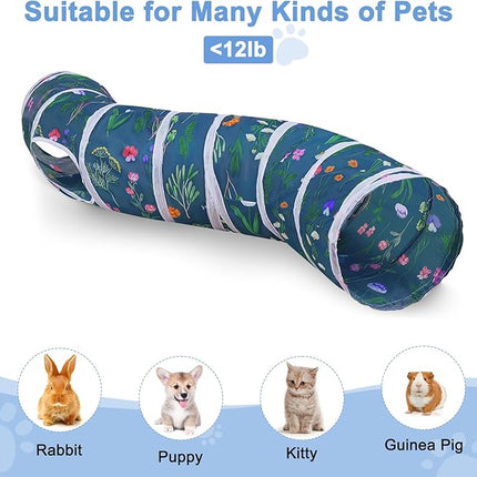 Glittme Cat Tunnel, Cat Tunnels for Indoor Cats, S-Shape Cats Cave with Cat Toys, Foldable Cat Tubes and Tunnels for Cats, Rabbit, Puppy, Guinea Pig