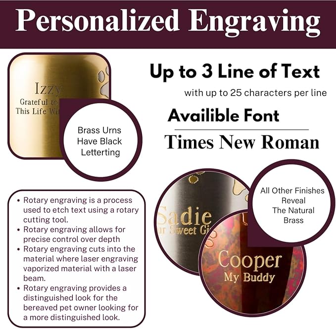 Ottillie Paws Elite Series Personalized Pet Urn for Dogs and Cats - Pet Memorial Urns with Custom Engraving (Pewter, Horizontal, Brass, Large)
