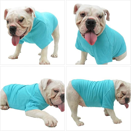 Lovelonglong Bulldog Clothes Dog Clothing Blank T-Shirt Tee Shirts for French Bulldog English Bulldog American Pit Bull Pugs 100% Cotton Skin Care Turquoise B-M
