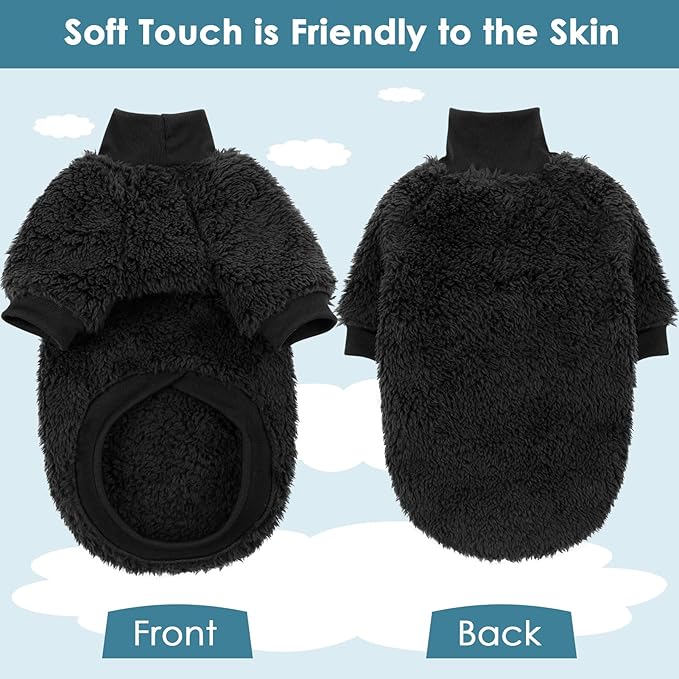 SUNFURA Sphynx Cat Sweater, Hairless Cats Turtleneck Pullover Kitten Sweaters for Cats Only, Warm and Soft Cat Pajamas Shirt with Sleeves Pet Winter Clothes Fleece Jumpsuit for Puppy, Black L