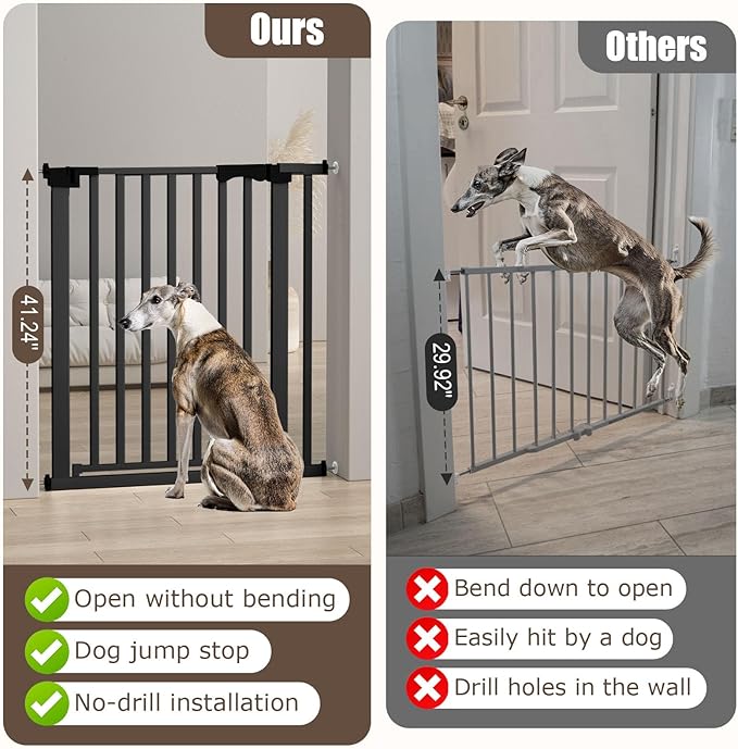 41" Extra Tall Baby Gate for Big Dog No Jumping Over,54.7-63.0" Wide Pet Safety Gate Indoor for Doorways No Drilling,Auto Close Child Puppy Gates for Stairways Pressure Mounted (Black)