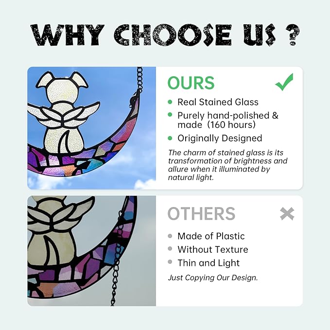 Stained Glass Angel Window Hangings Suncatcher Dog Memorial Gifts for Loss of Dog, Pet Memorial Gifts for Dogs, Loss of Dog Sympathy Gift, Dog Bereavement Gift, Memorial Dog Passing away Gifts