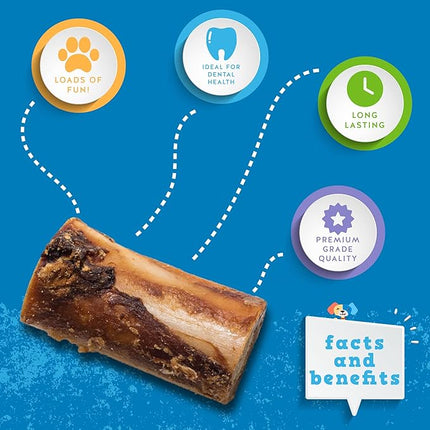 Jack&Pup Beef Marrow Bones for Dogs, 3" Long Lasting Dog Bones for Large and Small Dogs, Natural Beef Bone, Bone Marrow Dog Treats (10 Pack)