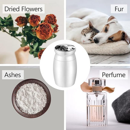 Personalized Photo 3 Inches Small Keepsake Urn for Pet Dog Ashes Aluminum Mini Cremation Urns Memorial Ashes Urn Miniature Burial Funeral Urns for Sharing Ashes Ashes Holder