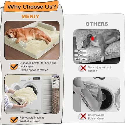 Dog Bed Large Sized Dogs-Orthopedic Waterproof Bed for Dogs,Large Dog Beds with Washable Removable Cover & Non-Slip Bottom