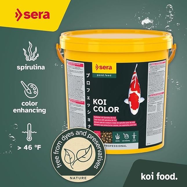 Sera Koi Professional Color 15.43lb | Spirulina & Haematococcus Algae for Vibrant Colors and Ideal Growth | Co-Extrusion Technology for Optimal Health | Floats for Year-Round Feeding Above 46°F