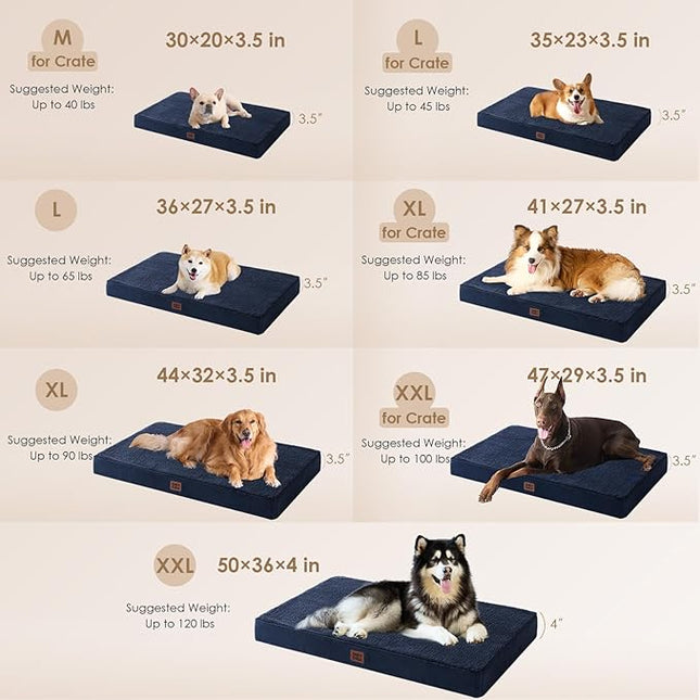 EHEYCIGA Orthopedic XXL Dog Beds for Jumbo Dogs with Removable Washable Cover,Navy, 50x36