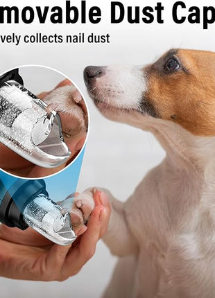 Casfuy Smart 6-Speed Dog Nail Grinder - 50% More Power Pet Nail Grinder with 2 LED Lights Quiet Rechargeable Electric Dog Nail Trimmers File Toenail Grinder for Large Medium Small Dogs & Cats (DB)