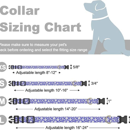 Rnivvi Dog Collar for Large Dogs, Cute Heavy Duty Adjustable Puppy Collar with Quick Release Buckle for Boy Girl & Female, Pet Accessories for Walking Running, L Length 1" Width, Purple White