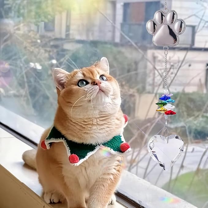 Pet Memorial Gifts for Dogs Cat: Loss of Dog Sympathy Gift- Rainbow Bridge Heart Shape Crystal Suncatcher, Pet Remembrance Ornament in Memory of Puppy, Thoughtful Passing Away Sympathy Keepsake