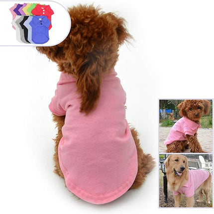 lovelonglong Basic Dog Polo Shirts Premium Cotton, Polo T-Shirts for Large Medium Small Dogs with a Two-Button Collar Blank Color Pink M