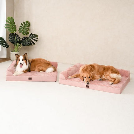 EHEYCIGA Memory Foam Dog Bed Medium Sized Dogs, Waterproof Dog Bed Orthopedic with Washable Removable Cover, Non-Slip Pet Bed Couch for Crate, 30x20x6 Inches, Pink