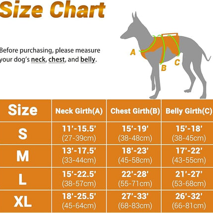 BELPRO Multi-Use Support Dog Harness, Escape Proof No Pull Reflective Adjustable Vest with Durable Handle, Dog Walking Harness for Big/Active Dogs (Orange, L)