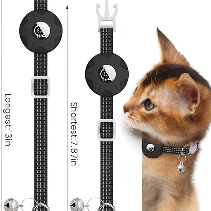 Apple AirTag Cat Collar, GPS Tracker Kitten Collar with Breakaway Feature and Bell, Lightweight for Cats and Kittens (Black)