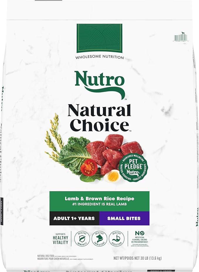 Nutro Natural Choice Small Bites Adult Dry Dog Food, Lamb and Brown Rice Recipe, 30 lbs.