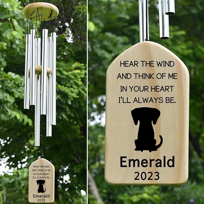 Personalized Dog Memorial Wind Chimes, Dog Memorial Gifts for Loss of Dog, Loss of Dog Sympathy Gift, Dog Bereavement Gifts, Pet Memorial Gifts, Pet Remembrance Gift Dog
