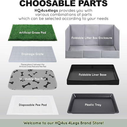 HQ4us Dog Grass Pad with Tray Extra Large 45”×34” Dog Litter Box Toilet with 2×Artificial Grass for Dogs with Hemmed Edge, Pee Pads for Dogs, Realistic, Less Stink, Potty for Balcony