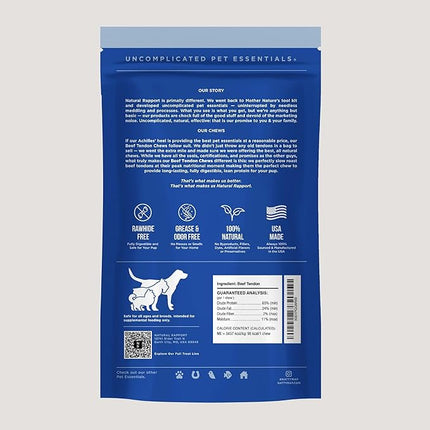 Natural Rapport Beef Tendon Dog Treats - The Only Beef Tendon Chews Dogs Need - All Natural Dog Treats for Small and Large Dogs (10 Chews)