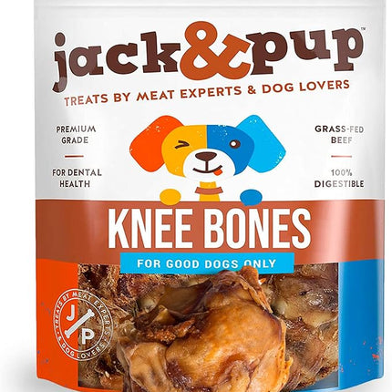 Jack&Pup Beef Bones, Knee Cap for Dogs, Long Lasting Natural Dog Bones, Beef Bone Knee Caps for Large Dogs. (10 Pack)